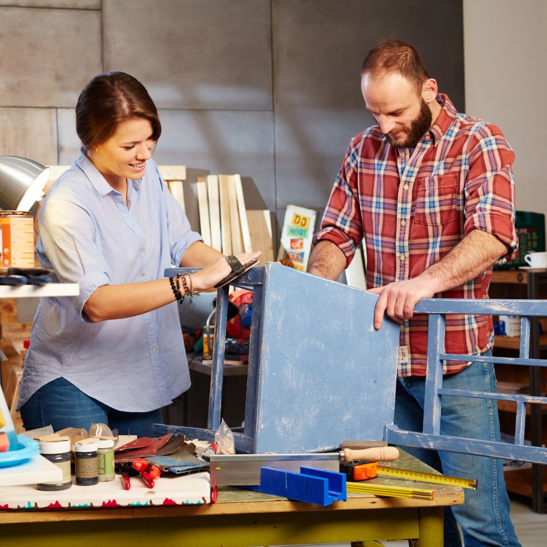 Domestic couple working together