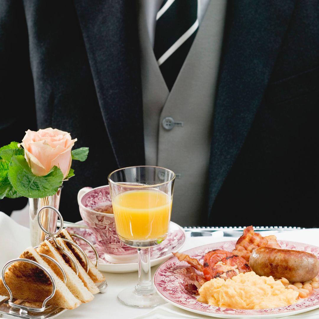 Traditional Butler serves breakfast