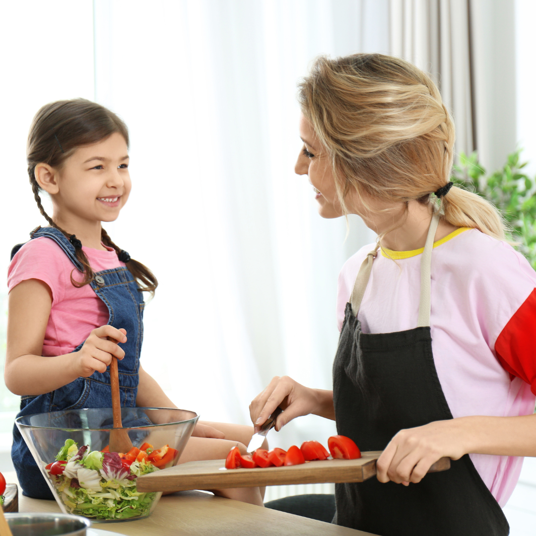 Nanny preparing food for the child